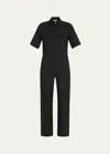 Rivet Utility Dynamo Short-sleeve Linen Jumpsuit In Black