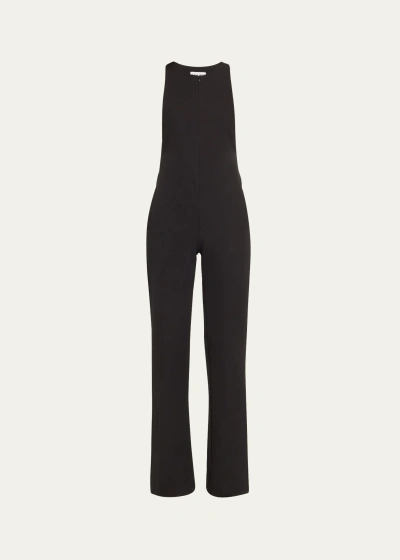 Rivet Utility Fashionista Knit Zip-front Jumpsuit In Black