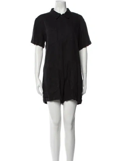 Pre-owned Rivet Utility Linen Crew Neck Romper In Black