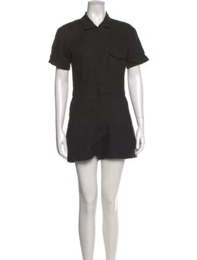 Pre-owned Rivet Utility Linen Crew Neck Romper In Black