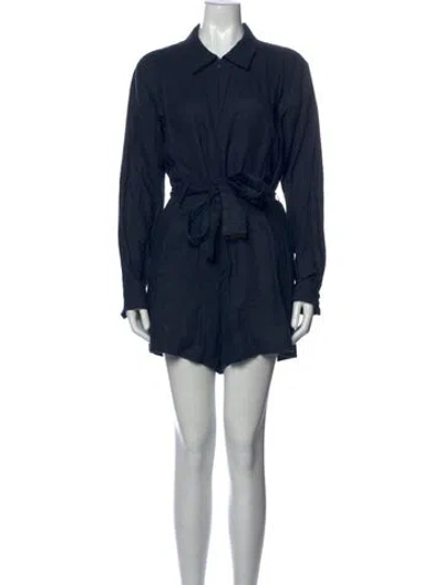 Pre-owned Rivet Utility Linen Jumpsuit In Blue