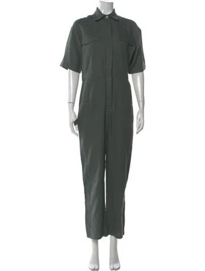 Pre-owned Rivet Utility Linen Jumpsuit In Green