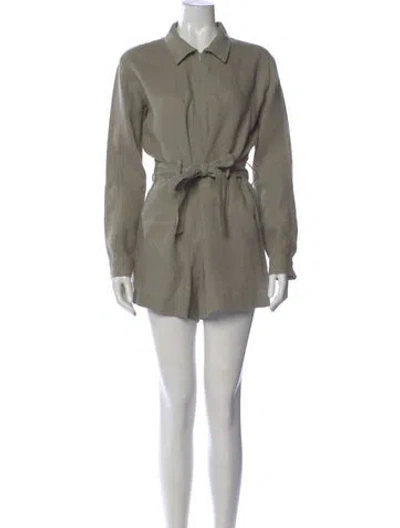 Pre-owned Rivet Utility Linen Jumpsuit In Green