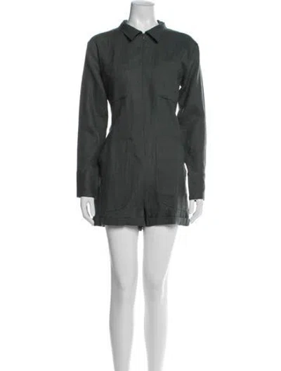 Pre-owned Rivet Utility Linen Jumpsuit In Green