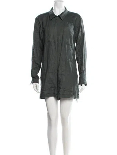 Pre-owned Rivet Utility Linen Jumpsuit In Green