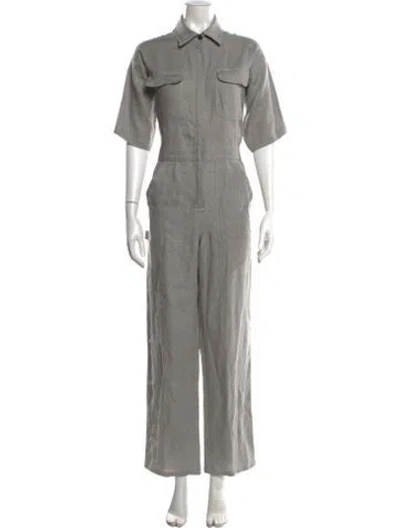 Pre-owned Rivet Utility Linen Jumpsuit In Grey