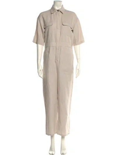 Pre-owned Rivet Utility Linen Jumpsuit In Neutral