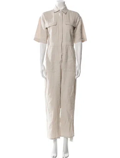 Pre-owned Rivet Utility Linen Jumpsuit In Neutral