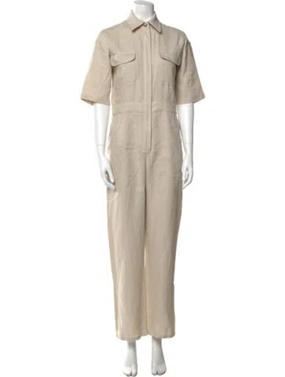 Pre-owned Rivet Utility Linen Jumpsuit In Neutral