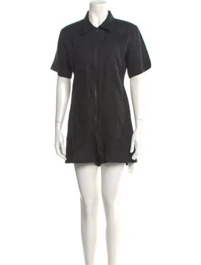 Pre-owned Rivet Utility Linen Romper In Black