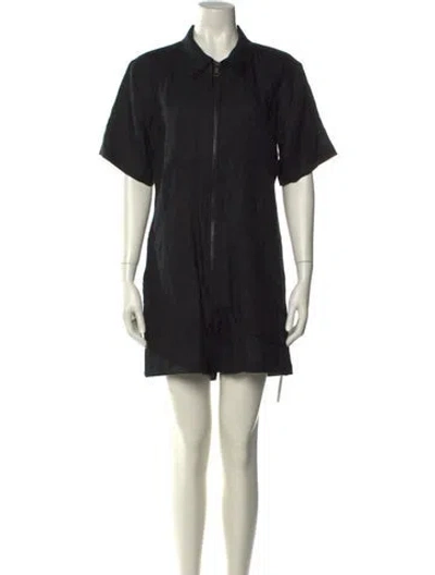 Pre-owned Rivet Utility Linen Romper In Black