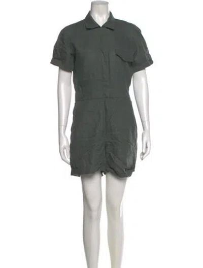Pre-owned Rivet Utility Linen Romper In Black