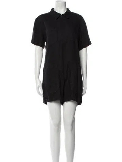 Pre-owned Rivet Utility Linen Romper In Black