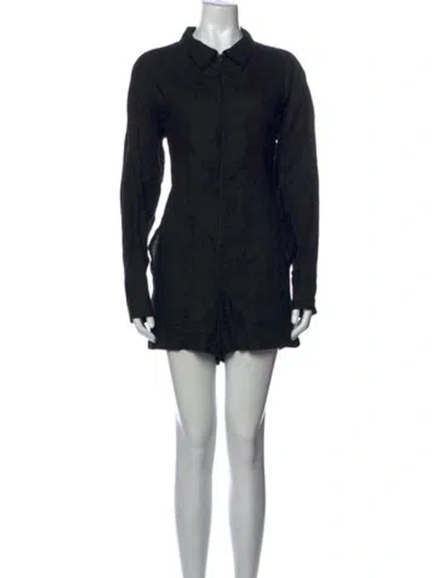 Pre-owned Rivet Utility Linen Romper In Black