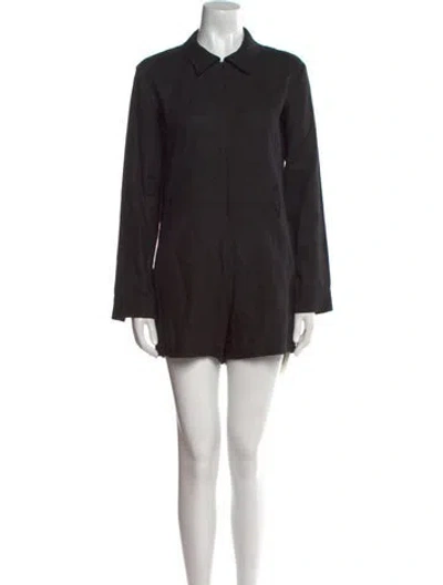 Pre-owned Rivet Utility Linen Romper In Gray