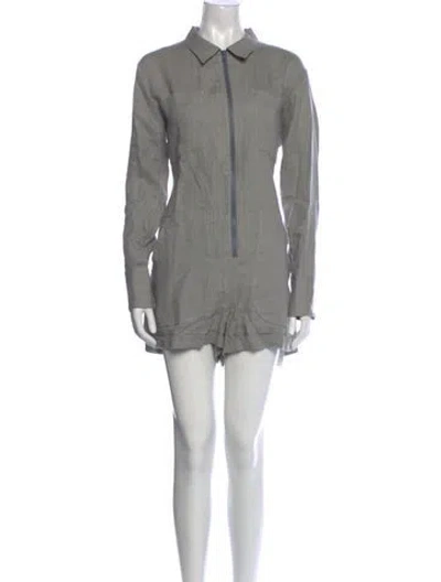 Pre-owned Rivet Utility Linen Romper In Gray