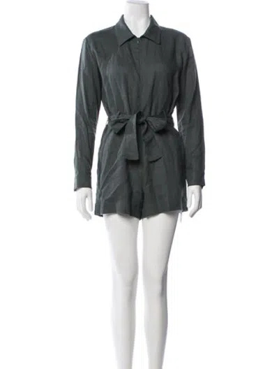 Pre-owned Rivet Utility Linen Romper In Grey
