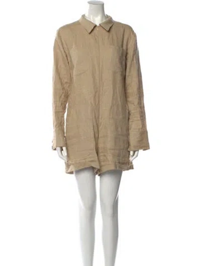 Pre-owned Rivet Utility Linen Romper In Neutral