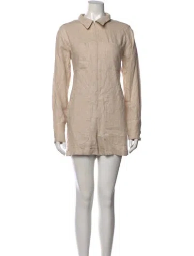 Pre-owned Rivet Utility Linen Romper In Neutral