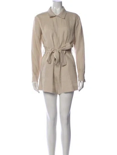 Pre-owned Rivet Utility Linen Romper In Neutral
