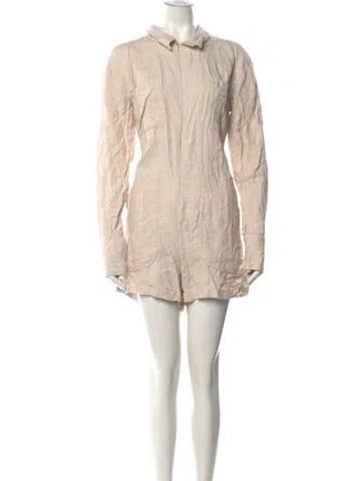 Pre-owned Rivet Utility Linen Romper In Neutral