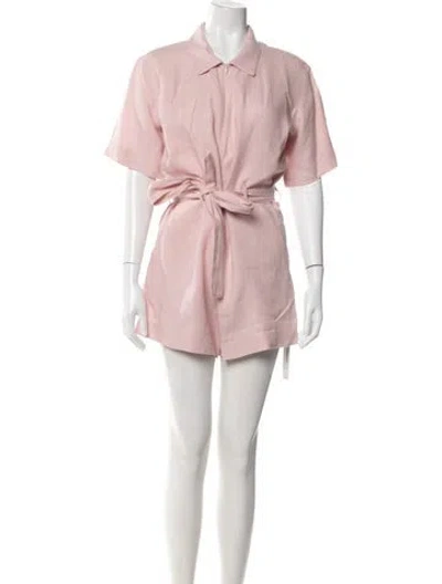 Pre-owned Rivet Utility Linen Romper In Pink