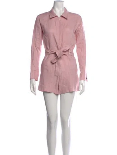 Pre-owned Rivet Utility Linen Romper In Pink