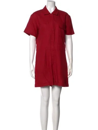 Pre-owned Rivet Utility Linen Romper W/ Tags In Red