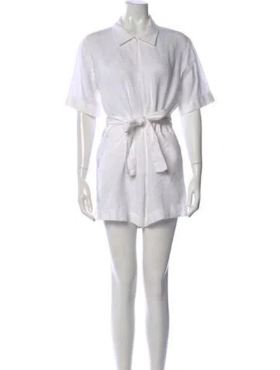 Pre-owned Rivet Utility Linen Romper In White