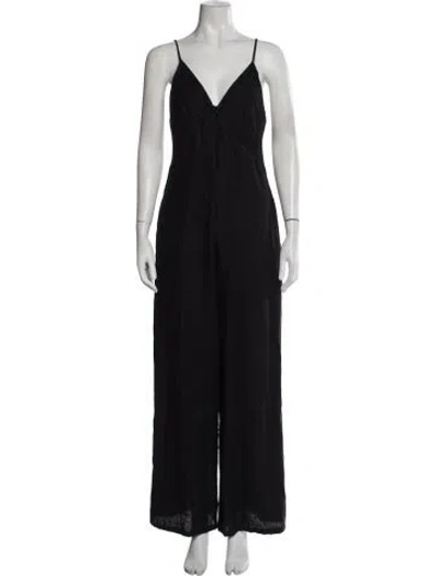 Pre-owned Rivet Utility Linen V-neck Jumpsuit In Black
