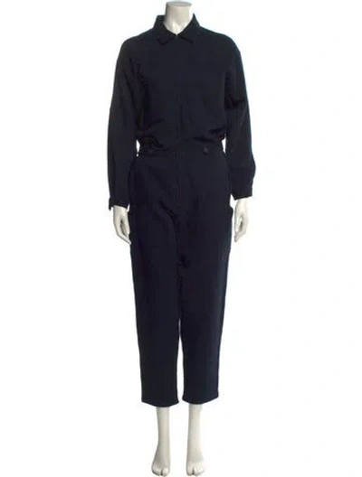 Pre-owned Rivet Utility Mock Neck Jumpsuit In Blue