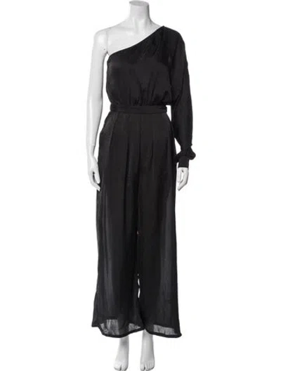 Pre-owned Rivet Utility One-shoulder Jumpsuit In Black
