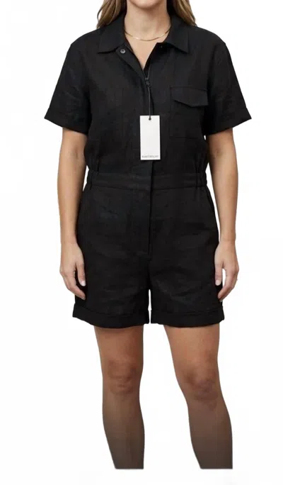 Pre-owned Rivet Utility Pre-loved The Runaround Zip Front Linen Romper In Black