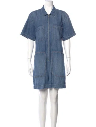 Pre-owned Rivet Utility Romper In Blue
