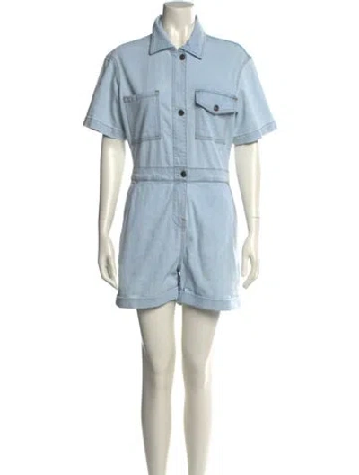 Pre-owned Rivet Utility Romper In Blue
