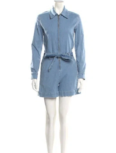 Pre-owned Rivet Utility Romper In Blue