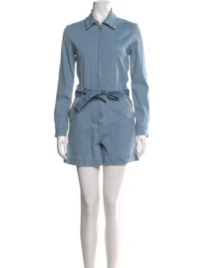 Pre-owned Rivet Utility Romper In Blue