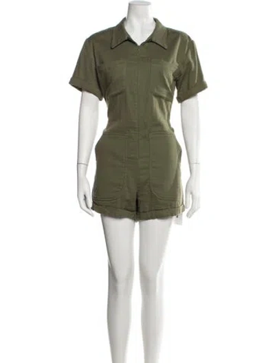 Pre-owned Rivet Utility Romper In Green