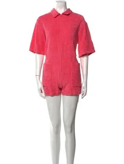 Pre-owned Rivet Utility Romper In Pink
