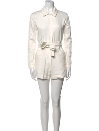 Pre-owned Rivet Utility Romper In White