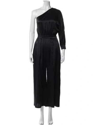 Pre-owned Rivet Utility Silk One-shoulder Jumpsuit In Black