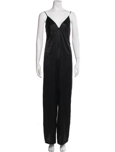 Pre-owned Rivet Utility Silk V-neck Jumpsuit In Blue