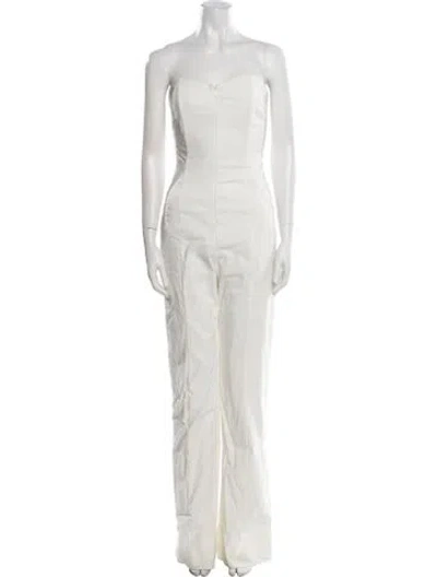 Pre-owned Rivet Utility Strapless Jumpsuit In White