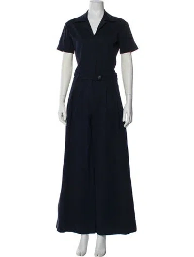 Pre-owned Rivet Utility V-neck Jumpsuit In Blue