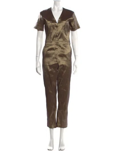 Pre-owned Rivet Utility V-neck Jumpsuit In Gold