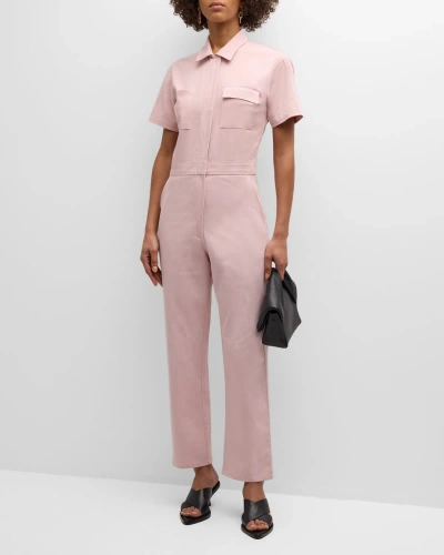 Rivet Utility Worker Short-sleeve Jumpsuit In Light Pink