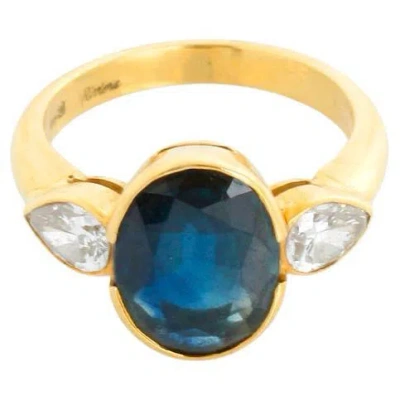 Pre-owned Riviera® 18k Yellow Gold Australian Blue Sapphire Ring
