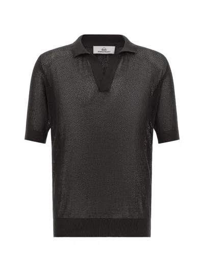 Riviera® Knitted Openwork Polo Shirt In Black