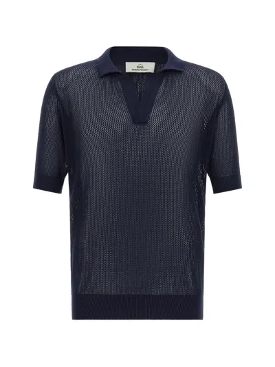 Riviera® Openwork Cotton Polo Shirt In Blue