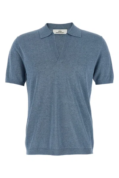 Riviera Project Knit Polo With Open Collar In Hellblau